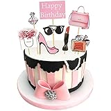 Simon Lee Woodham 8 Stück Alles Gute zum Geburtstag Lady Girls Cupcake Topper, Rose Fashion Cake Topper, ideal für Geburtstag Mädchen Kuchen Dekoration Dusche Junggesellenab