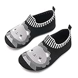 WateLves Kinder Hausschuhe Jungen mädchen Slipper rutschfeste leichte Lauflernschuhe Atmungsaktive Flexibe Hüttenschuhe Unisex Kinder(Katze.Schwarze 26/27 EU)