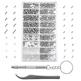 Jalan Brillenwerkzeug Set, 1000 Stk Uhrmacher Schrauben Reparatur Kit Brillenschrauben mit Magnetischer Schraubendreher & Pinzette für Brillen Uhren Sonnenbrillen Schmuck Laptop Schmuck