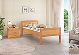 Erst-Holz® Einzelbett Buche Seniorenbett 90x200 Massivholzbett Holzbett mit Rollrost 60.72-09
