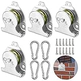 IWILCS 4 Pcs Stehblock Umlenkrolle, Single Swivel Pulley Block, Umlenkrollen mit Kugellager 12 Pcs Schraube 4 Kletterhaken für Seile Stahlseil Fitness Gym Übungszubehör Tragkraft 190KG