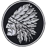 Indianer Aufnäher Kopfschmuck Häuptling Aufbügler Native American Patch Rocker Bügelbilder Indian Sticker Geschenk Motorrad-Fan DIY Applikation für Jacke/Weste/Jeans/Shirt 85x90
