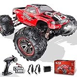 Ferngesteuertes Auto 1:10, 4WD 48 km/h RC Car Offroad mit 2* 1600mAh Batterien IPX6 Wasserdicht, All-Terrain Monstertruck Buggy für Kinder und Erwachsene Hobbist Grade, Rot, Deluxe-V