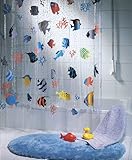 Spirella Anti-Schimmel Duschvorhang Fish Multicolor Anti-Bakteriell, waschbar, wasserdicht Vinyl 180x200