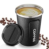 HomeMall Thermobecher,Kaffeebecher für unterwegs,Coffee-to-go,Kaffee & Tee Isolierbecher,Schwarz Matt 380ML