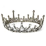 Czemo Prinzessin Diadem Hochzeit Tiara Schwarz Strass Barocke Königin Krone für Hochzeit, Festzüge, Party