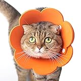 Tecatty Haustier Halskrausen Antilecker Halskragenkatze Verstellbar von 14-35 cm Leichtgewicht Schutzkragen Elizabethan Halsband Halskrausen für Katzen (S, Orange)