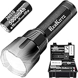 REHKITTZ Led Taschenlampe 3300 Lumen Extrem Hell(mit 5000mAh 26650 Akku)Lange Arbeitzeit Taschenlampe Led Zoom Taschenlampen Aluminiumlegierung Flashlight Kompatibel mit Vielen Batterietyp