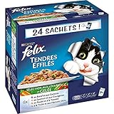 Felix Zarte Gelee, Fleisch, Fisch mit Gemüse, Frischebeutel, für ausgewachsene Katzen, 24 x 100 g (