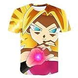 T-Shirts,Herren Gedruckt Comics Anime Cartoon Dragon Ball Unisex Kurzarm T-Shirts Gelb XL