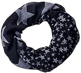 Miobo Leichter breiter Stern Loopschal Snood Schlauchschal Rundschal in vielen schönen Farben (One Size, Schwarz)