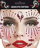 Gesichts-Tattoo - Glitzer Aufkleber Set Klebetattoos Temporäre Tattoos Halloween/Karneval (Clown Rot Weiß)