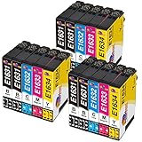 Clorisun 163XL Druckerpatronen Ersatz für Epson 163 XL Multipack für Epson Workforce WF 2760DWF WF 2630WF WF 2660DWF WF 2010W WF 2750DWF WF 2510WF WF 2520NF WF 2530WF WF 2540WF WF 2650DWF(15er Pack)