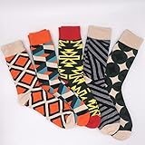 Herrensocken Street Skate Socken Glückliche Multi-farbige Herrensocken Keine Geschenkbox (5 Paare pro Menge) (Color : 1, Size : US 7 10 EUR 39 45)