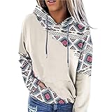 GFGHH Damen Mode Gitter Streifen Kapuzenpullover Herbst Winter Hoodie Langarm Ethnische Drucken Pullover Kapuzenpulli Oberteil Sweatshirt Mit Kapuze Pulli Kapuzenpulli Casual Beiläufig Farbblock Top