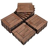 Yaheetech 27 Stück 30x30cm Terrassenfliesen Set Holzfliesen als Gartendeko Innen Außen Fliesen Klickfliesen Balkonfliesen Set, witterungsfest, pflegeleicht, ca. 2,6 m² pro Set, b