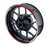 OneWheel Felgenaufkleber für Motorrad oder Auto mit 16 17 18 Zoll Felgen/Design 2 / Komplett-Set 16-teilig vorne und hinten sowie beide Seiten (Weiss-rot)