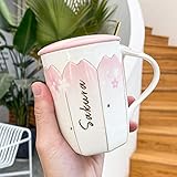 XJYJF SLight Keramiktasse, koreanische rosa Tassen, Sakura-Kaffeetasse, Büro-Tasse, 01, Keramik (Farbe: 2)