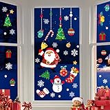 CENXINY 172 Stück Fensterbilder Weihnachten Selbstklebend und Wiederverwendbar, Fensterdeko Weihnachten Fensterfolie aus PVC inkl. 2 Weihnachtliche- & 2 Schneeflockenaufkleb