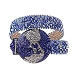 ZCPCS. Westlichen Rhinestones Gürtel for Frauen Männer Schnalle Bling Strap Diamant Nieten Gürtel Cowgirl Cowboy Jean (Belt Length : 44 inch, Color : Blue)