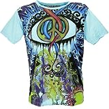 GURU SHOP Mirror T-Shirt, Peace/Hellblau, Baumwolle, Size:XXL, Bedrucktes Shirt Alternative Bekleidung