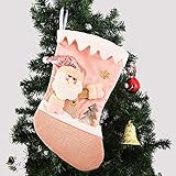 DIY Weihnachtsstrumpf Vlies Weißgold Nikolausstrumpf Weihnachtssocken Hängetasche Personalisiert Christbaumanhänger Weihnachtsmütze Hängende strümpfe für Weihnachtsdeko(A)