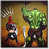 FUMOJI Avengers Bild auf Leinwand Marvel's Movie Hulk Spiderman Superhelden Poster Druck Leinwandbild Helden Toilette Kein Rahmen (40X40cm)