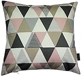 McAlister Textiles Copenhagen Vita | Sofakissen aus Baumwolle mit Füllung in Rosa | 50 x 50 cm | gefülltes Kissen mit modernem Rauten-Muster | skandinavische Deko für Sofa, Bett, C