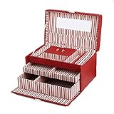 High-end Jewellery Box Multifunctional Large Capacity Jewelry Box Jewelry Storage Box Wedding Birthday Gift for Girls and Women's Gift (Color : Green Size : 28x18.2x17cm) (Red 28x18.2x17cm)