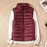 LSZA Daunenjacke,Neue Damen Ärmellose Damen Ultraleichte Daunenweste Schlanke Jacke Mädchen Weste Plus Leichte Winddichte Warme Weste Tragbar,Burgund,XXL