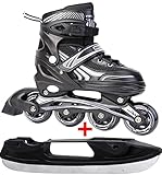AMITD 2in1 Inlineskates | Schlittschuh Inline Skates Mädchen und Jungen Inliner Kinder Inlineskates ABEC7 Rollen inliner mit Einstellbarer Größe | Unisex Fitness Skates für Erw