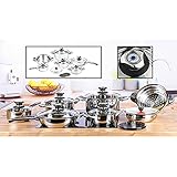 16tlg Set Edelstahl Kochtopfset Topf Pfanne Topfset Glasdeckel Induktion T