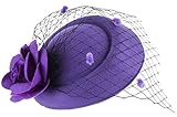 DEMU Damen Elegante Blume Fascinator Haarklammer Hochzeit Cocktail Netzschleier Mini-Hut V