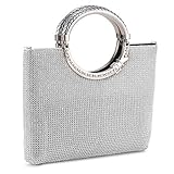 BAIGIO Handtasche Damen Abentasche Clutch Tasche Elegant Schultertasche mit Strass für Party Hochzeit (Silber)