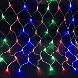 Außen Wasserdichte Led Lichterkette Hängende Deko Mesh Licht mit 8 Modi,Anschließbar Flash String Beleuchtung für Terrasse Hochzeit Party Büsche Gärte,Außen Weihnachten Lichternetz-Bunten 3mx2m 192