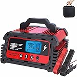 LEICESTERCN 12V/24V Autobatterie Ladegerät KFZ Batterieladegerät 5/10/20A Vollautomatisches 6-Stufiges Ladegerät Motorradbatterie Erhaltungsladegerät mit LCD Mehrfachschutz für Auto Motorrad KFZ PKW
