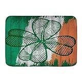 Fußmatten, St.Patrick's Day Green Shamrock Imitiertes Holz Graffiti, Küchenboden Badteppichmatte Saugfähig Innen Badezimmer Dekor Fuß