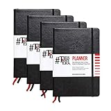 This Is My Era A5 undatierter Planer & Zieltagebuch – täglicher, wöchentlicher und monatlicher persönlicher Lebensplaner | Leder-Hardcover, 90-Tage-Zeitmanagement (4 Stück, schwarz)