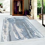 Pierre Cardin Design Teppich Baumwollrücken Soft Touch Design Verwischt Blau, Grösse:120x170