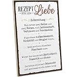 ARTFAVES® Holzschild mit Spruch - Rezept für die Liebe | Vintage Deko Schild zum Thema Liebe/Familie/Freundschaft | Shabby Chic Holzbild auch als Geschenk