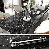 VEELIKE Schwarzes Granit-Kontaktpapier für Arbeitsplatten, wasserdicht, selbstklebend, Granit-Tapete, zum Abziehen und Aufkleben, entfernbares Marmor-Kontaktpapier für Küchenschränke, Wände, T