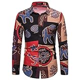 SSBZYES Herrenhemden, Herren Langarmhemden, Herrenmode Langarmhemden, Herren Large Size Printed Slim Langarm B