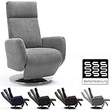 Cavadore TV-Sessel Cobra / Fernsehsessel mit Liegefunktion, Relaxfunktion / Stufenlos verstellbar / Ergonomie M / Belastbar bis 130 kg / 71 x 110 x 82 / Hellg