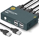 GREATHTEK HDMI KVM Switch USB 2 Port 4K, 4 USB 2.0, 4K@30 Hz, KVM Switch 2 PC 1 Monitor, KVM USB Umschalter,Ultra HD,mit 2 USB und 2 HDMI Kab