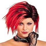 Amakando Ausgefallene Gothic-Perücke / Rot / Coole Punk-Rock Faschingsperücke für Damen / EIN Blickfang zu Karneval & Mottoparty