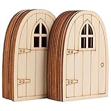 Yardwe 20 STK Mini Holz Tür Landhäuschen Feen Tür Hölzerne Fee Tür Handwerkskit Holzscheiben Unbemalt für Basteln Dekoration Holz Miniatur-Fee Puppenhaus Mini-Möbel zubehör 3