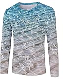 T-Shirt Herren Urban Klassisch Trend Mode Rundhals 3D Druck Herren Langarm Herbst Winter Streetstyle Dünnschliff Jugend Shirt Täglich Casual Atmungsaktiv Männer Base S