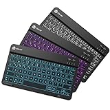 iClever Bluetooth Tastatur Tablet, 7 Farbige 3-Kanäle Multi-Device Kabellos Tastatur, QWERTZ deutsches ultraleichtes Tastatur für iPad Pro, Air, Mini, Android, MacOS, Windows, Tablets, PC,Smartp