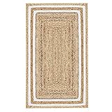 MARRAKESCH Handgewebter Jute Teppich Läufer Chloe 110 x 60 cm groß | Teppichläufer geflochten als Fußmatte vor der Haustür innen oder draußen | Küchenläufer im Flur Badezimmer oder Kü