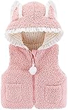 Kinder Weste Kleinkind Baby Mädchen Jungen mit Kapuze Weste Jacke Reißverschluss Winter Fleece Ärmellose Jacke Mantel mit Tasche ärmellose Kinderweste (Color : Pink, Größe : 3-6 Months)